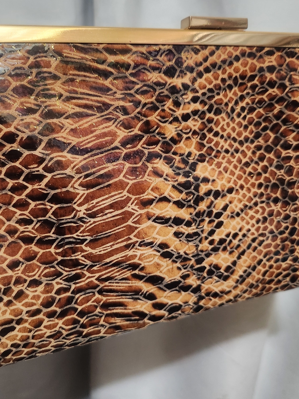 HOBO Brown Snakeskin-Print Clutch with Gold Accents - Picture 2 of 10